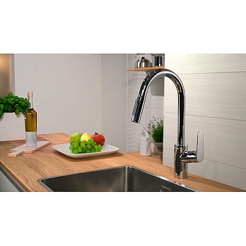 Смеситель для кухни Hansgrohe Focus, длина излива - 235мм, вытяжной, 1рычаг, KM240, хром