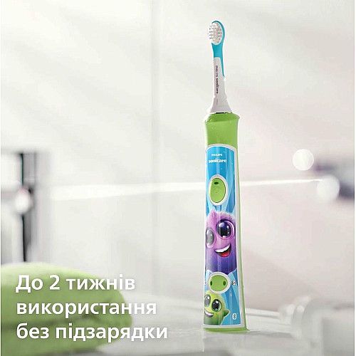 Щетка зубная электр. Philips, Sonicare For Kids, 62т. колив/мин, насадок-2, светло-зеленый