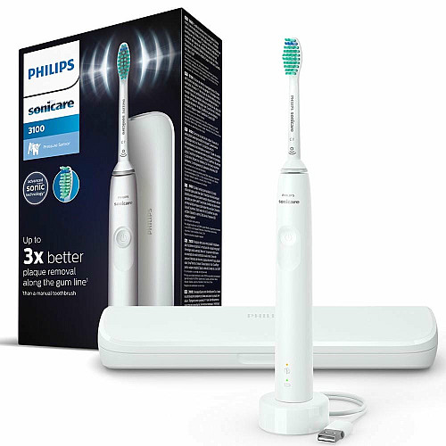 Щетка зубная электр. Philips, Sonicare Gemini 3100, 31т. колив/мин, насадок-1, футляр, белый
