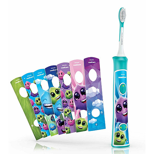 Щетка зубная электр. Philips, Sonicare For Kids, для детей, 62т. колив/мин, насадок-2, Bluetooth, голубой