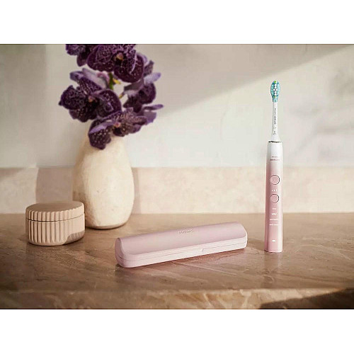 Щетка зубная электр. Philips, Sonicare DiamondClean Prestige 9900, 62т. колл/мин, насадок-1, SenseIQ, зарядный чехол, розовый