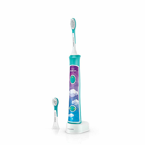 Щетка зубная электр. Philips, Sonicare For Kids, для детей, 62т. колив/мин, насадок-2, Bluetooth, голубой