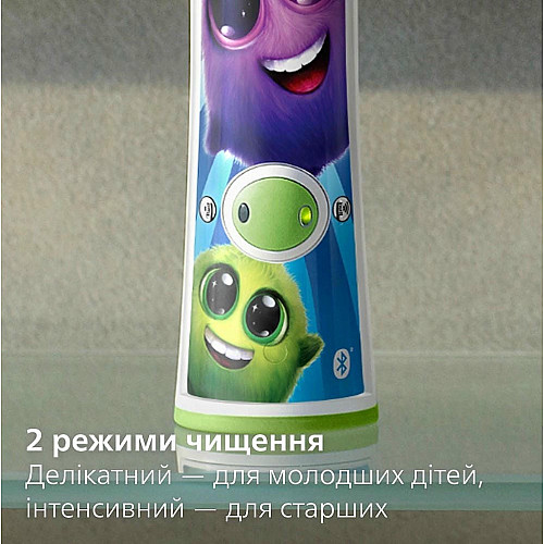 Щетка зубная электр. Philips, Sonicare For Kids, 62т. колив/мин, насадок-2, светло-зеленый