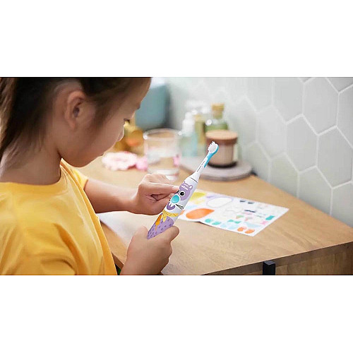 Щетка зубная электр. Philips, Philips Sonicare For Kids, для детей, насадок-1, 2 комплекта наклеек, белый