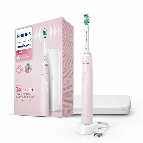 Щетка зубная электр. Philips, Sonicare Gemini 3100, 31т. колив/мин, насадок-1, футляр, розовый