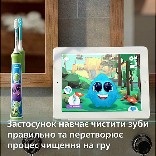 Щетка зубная электр. Philips, Sonicare For Kids, 62т. колив/мин, насадок-2, светло-зеленый