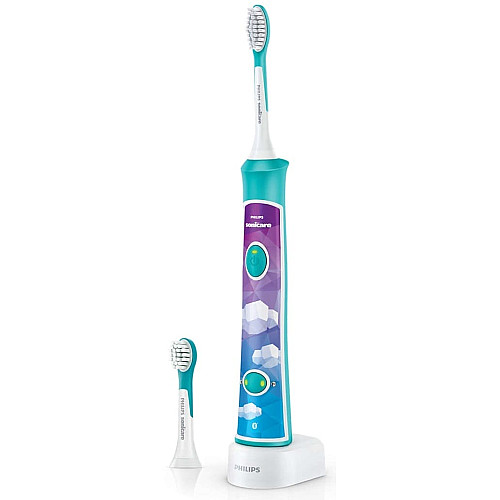 Щетка зубная электр. Philips, Sonicare For Kids, для детей, 62т. колив/мин, насадок-2, Bluetooth, голубой