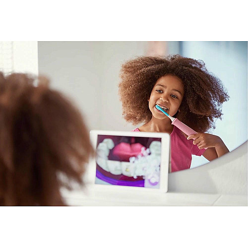 Щетка зубная электр. Philips, Sonicare For Kids, для детей, 62т. колив/мин, насадок-2, Bluetooth, розовый