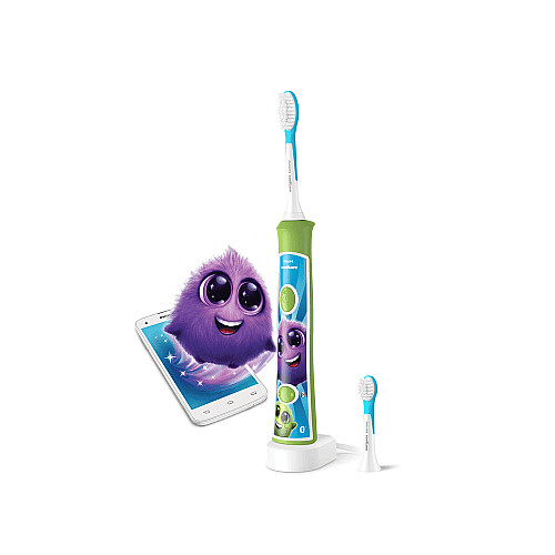 Щетка зубная электр. Philips, Sonicare For Kids, 62т. колив/мин, насадок-2, светло-зеленый