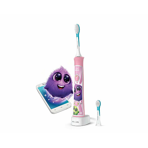 Щетка зубная электр. Philips, Sonicare For Kids, для детей, 62т. колив/мин, насадок-2, Bluetooth, розовый