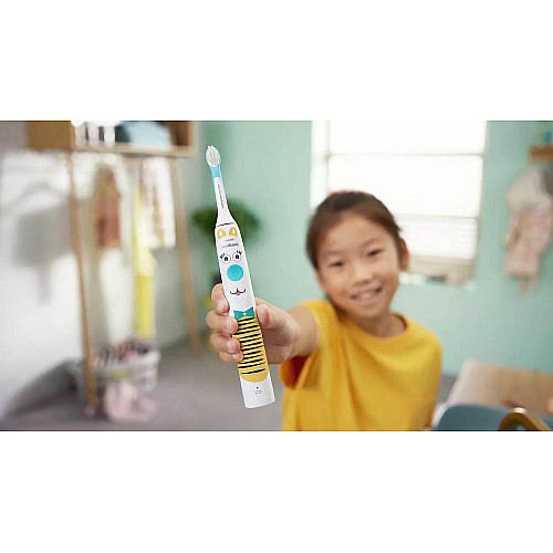 Щетка зубная электр. Philips, Philips Sonicare For Kids, для детей, насадок-1, 2 комплекта наклеек, белый