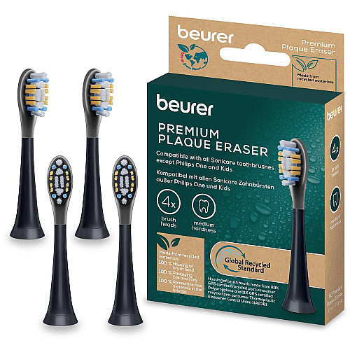 Насадки для зубных щеток Beurer SC 30/50 Premium Plaque Eraser, против налета, 4 шт в комплекте, черные