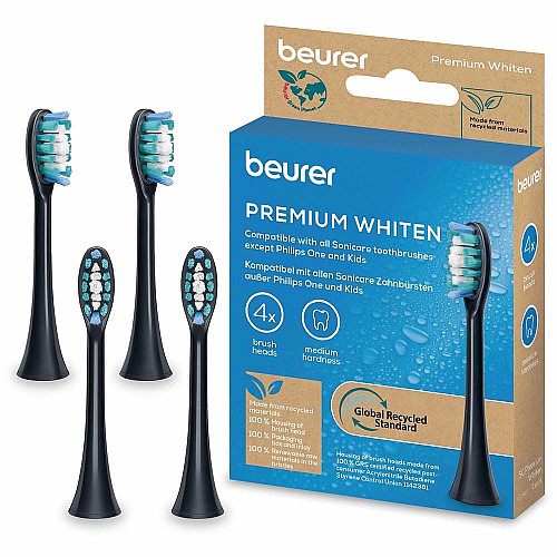 Насадки для зубных щеток Beurer SC 30/50 Premium Whiten, отбеливание, 4 шт в комплекте, черные