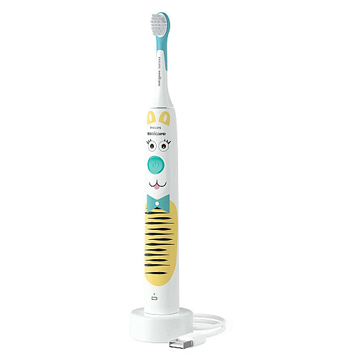 Щетка зубная электр. Philips, Philips Sonicare For Kids, для детей, насадок-1, 2 комплекта наклеек, белый