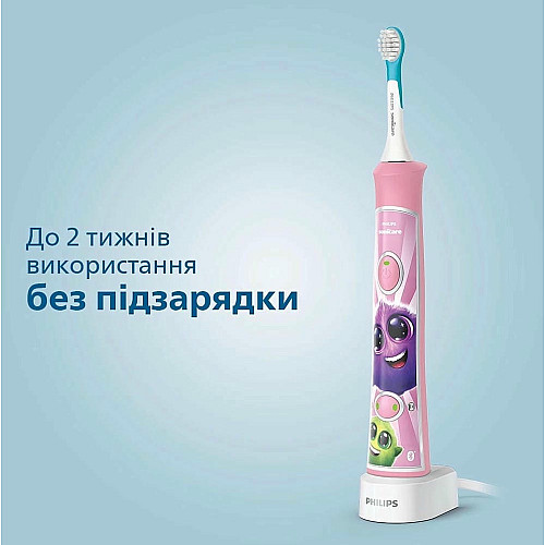 Щетка зубная электр. Philips, Sonicare For Kids, для детей, 62т. колив/мин, насадок-2, Bluetooth, розовый