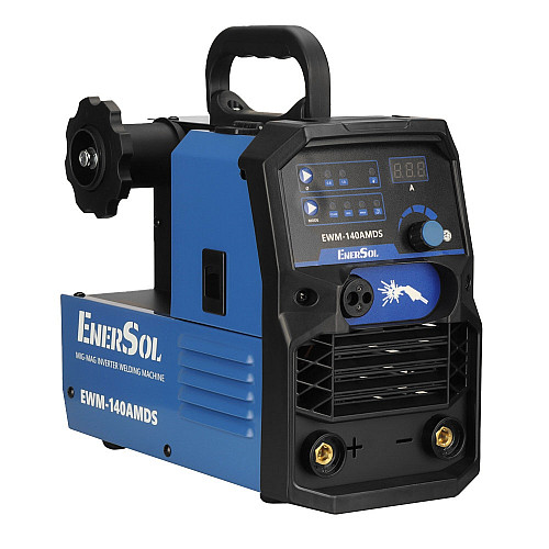 Сварочный инверторный полуавтомат EnerSol EWM-140AMDS (проволока до 1мм + электрод до 4мм) 20-140А 6.1кВт 160-260В 7кг