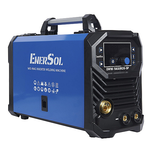 Сварочный инверторный полуавтомат EnerSol EWM-160AMDS-SP (проволока до 1мм + электрод до 5мм) 20-160А 7.2кВт 160-260В 11.2кг