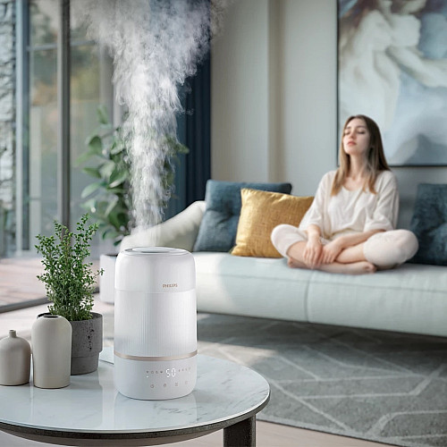 Увлажнитель воздуха Philips традиционное увлажнение Series 1001, 41м2, 3л, 275мл/г, электр. управление, режим сна, ночник, белый