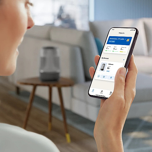 Увлажнитель воздуха Philips традиционное увлажнение Series 1000, 41м2, 3л, 275мл/г, электр. управление, режим сна, ночник, темно-синий