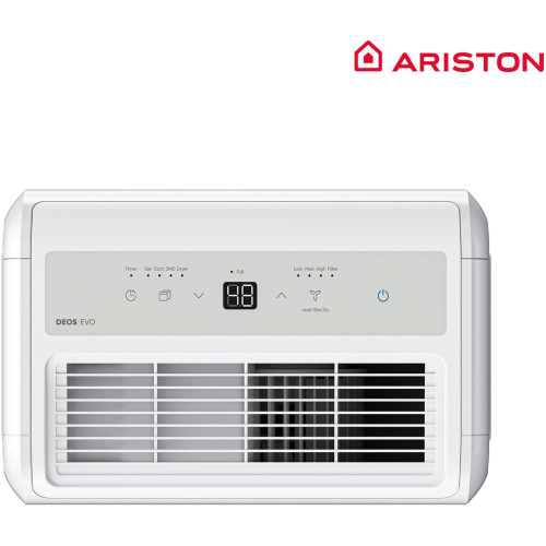 Осушувач повітря Ariston Deos EVO 12, 12л.на добу, 35м.кв , 130м3/год, 210Вт, ел.кер-ня, дисплей, таймер, авто вимк., білий