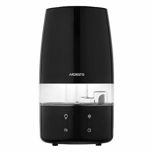Зволожувач повітря ARDESTO ультразвуковий, 30м2, 4л, 280мл/г, електр. кер-ння, пульт ДК, верх. залив води, дисплей, чорний