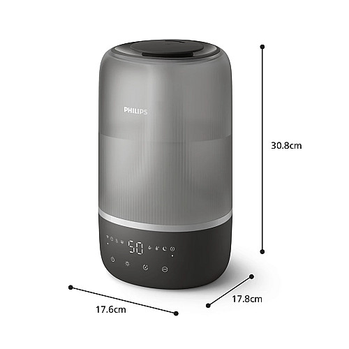 Увлажнитель воздуха Philips традиционное увлажнение Series 1000, 41м2, 3л, 275мл/г, электр. управление, режим сна, ночник, темно-синий