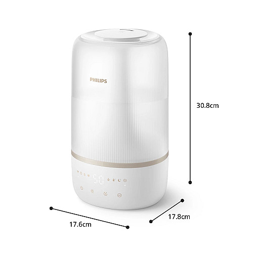 Увлажнитель воздуха Philips традиционное увлажнение Series 1001, 41м2, 3л, 275мл/г, электр. управление, режим сна, ночник, белый
