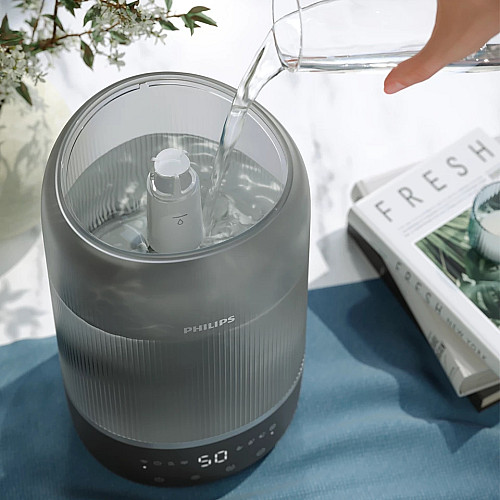 Увлажнитель воздуха Philips традиционное увлажнение Series 1000, 41м2, 3л, 275мл/г, электр. управление, режим сна, ночник, темно-синий