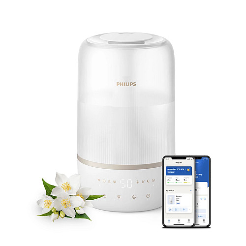 Увлажнитель воздуха Philips традиционное увлажнение Series 1001, 41м2, 3л, 275мл/г, электр. управление, режим сна, ночник, белый