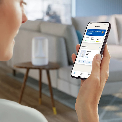 Увлажнитель воздуха Philips традиционное увлажнение Series 1001, 41м2, 3л, 275мл/г, электр. управление, режим сна, ночник, белый