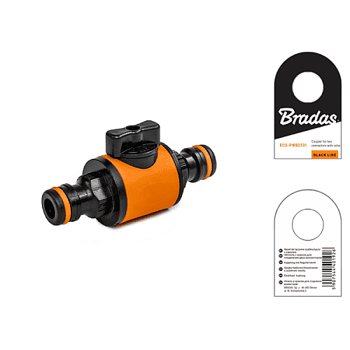 Ниппель с запорным краном, BLACK LINE, с ярлыком, ECO-PWB2231