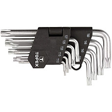 Ключі Torx TOPEX, короткі, CrV, T10-T50, набір 9шт
