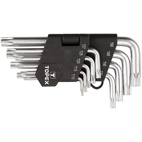 Ключи Torx TOPEX, короткие, CrV, T10-T50, набор 9шт