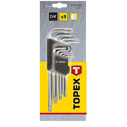Ключі Torx TOPEX, довгі, CrV, T10-T50, набір 9шт
