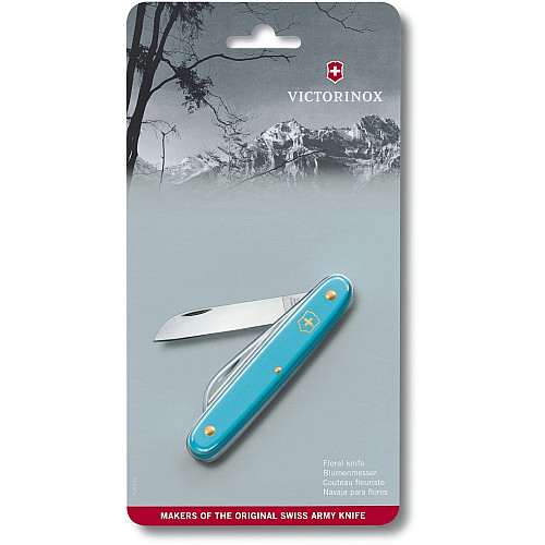 Нож Victorinox Floral садовый 100мм/1функ/матовый голубой, блистер