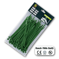 Стяжки кабельные пластиковые разъемные 4,8x200мм GREEN, TS1248200G