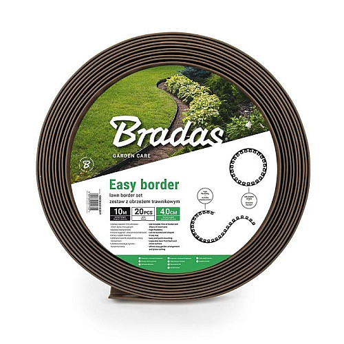 Бордюр газонный 50мм х 10м с комплектом кольев, EASY BORDER, черный, OBEBR5010SET