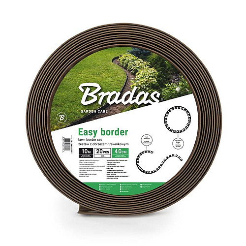 Бордюр газонный 40мм х 10м с комплектом кольев, EASY BORDER, коричневый, OBEBR4010SET