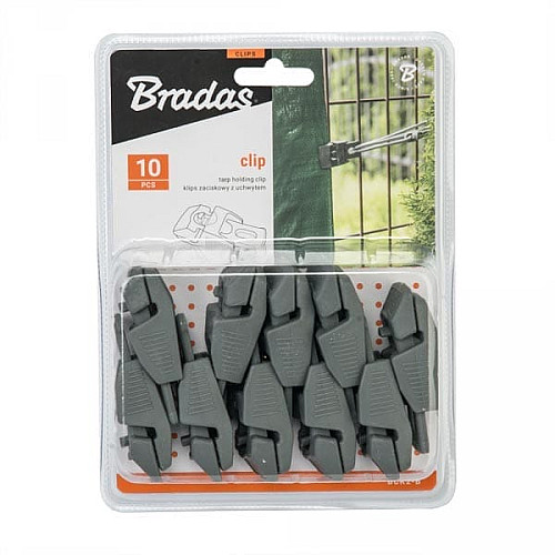Затискачі для кріплення BUNGEE CORD CLIPS сірі, 10шт. у блістері, BCK2-B