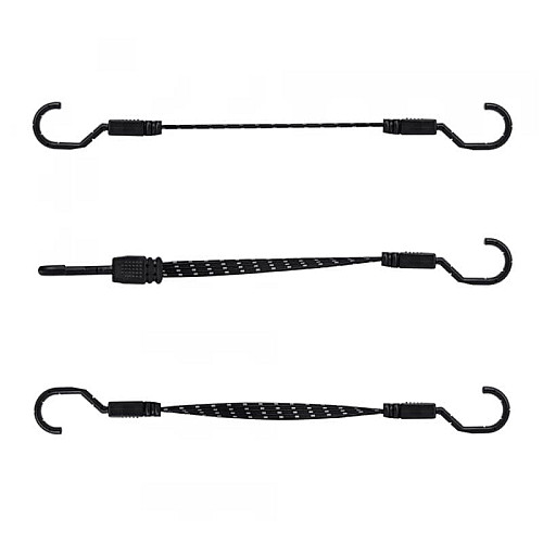 Гумка еластична FLAT BUNGEE CORD HOOK чорна 1,8 х 40см - 2 шт, у блістері, BCH5-18040BC-B