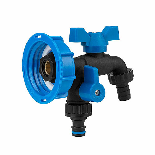 Набір IBC S60x6, кран BLACK RAVEN, РЗ 2x3/4'', NYLON/BRASS для шланга 5/8