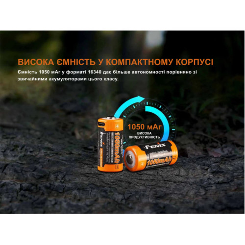 Акумулятор 16340 Fenix (1050 mAh) Type-C