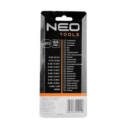 Щупы измерительные Neo Tools, набор 20 пластин, 0.05-1.0мм