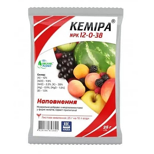 Удобрение хелатное минеральное Кемера для внекорневой подкормки, NPK 12-0-38, 25 г