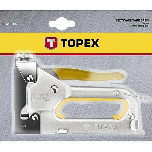 Степлер TOPEX, 6-14мм, тип скоб J, держатель прорезиненный, регулировка забивания скобы