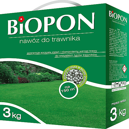 Добриво гранульоване для газонів, Biopon Польща, коробка 3 кг