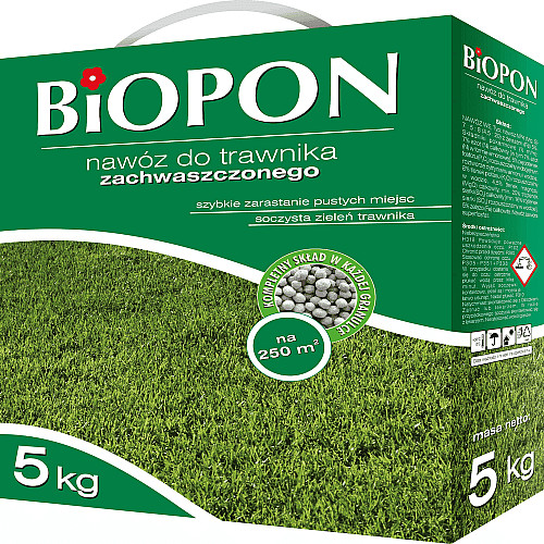Удобрение гранулированное для газонов против сорняков, Biopon Польша, коробка 5 кг.