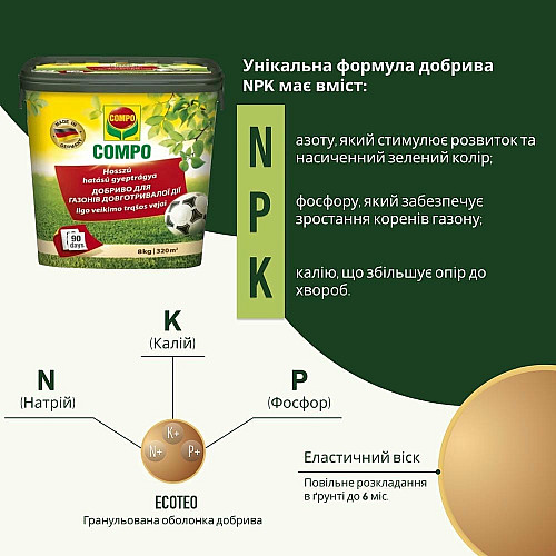 Добриво для газону Compo 8 кг