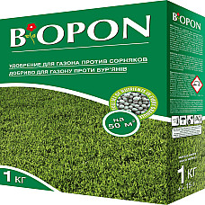 Добриво гранульоване для газонів проти бур′янів, Biopon Польша, коробка 1 кг