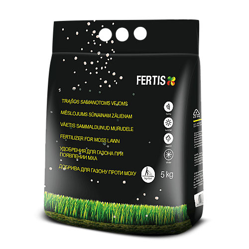 Азотное удобрение Fertis для газона и уничтожения мха без хлора и нитратов 5 кг